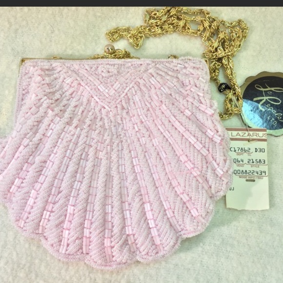 Artisan Hand Beaded Shell Design Bag w/Satin NWT - Picture 5 of 8